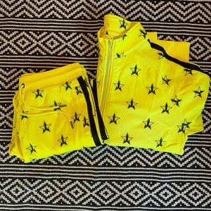Jeffree Star neon yellow track suit